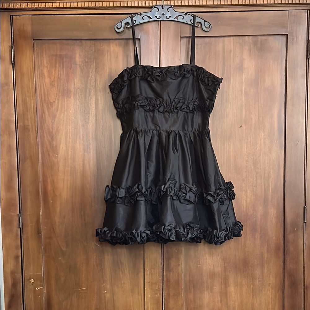 Ruffled Black Party Frock with Circle Skirt 14